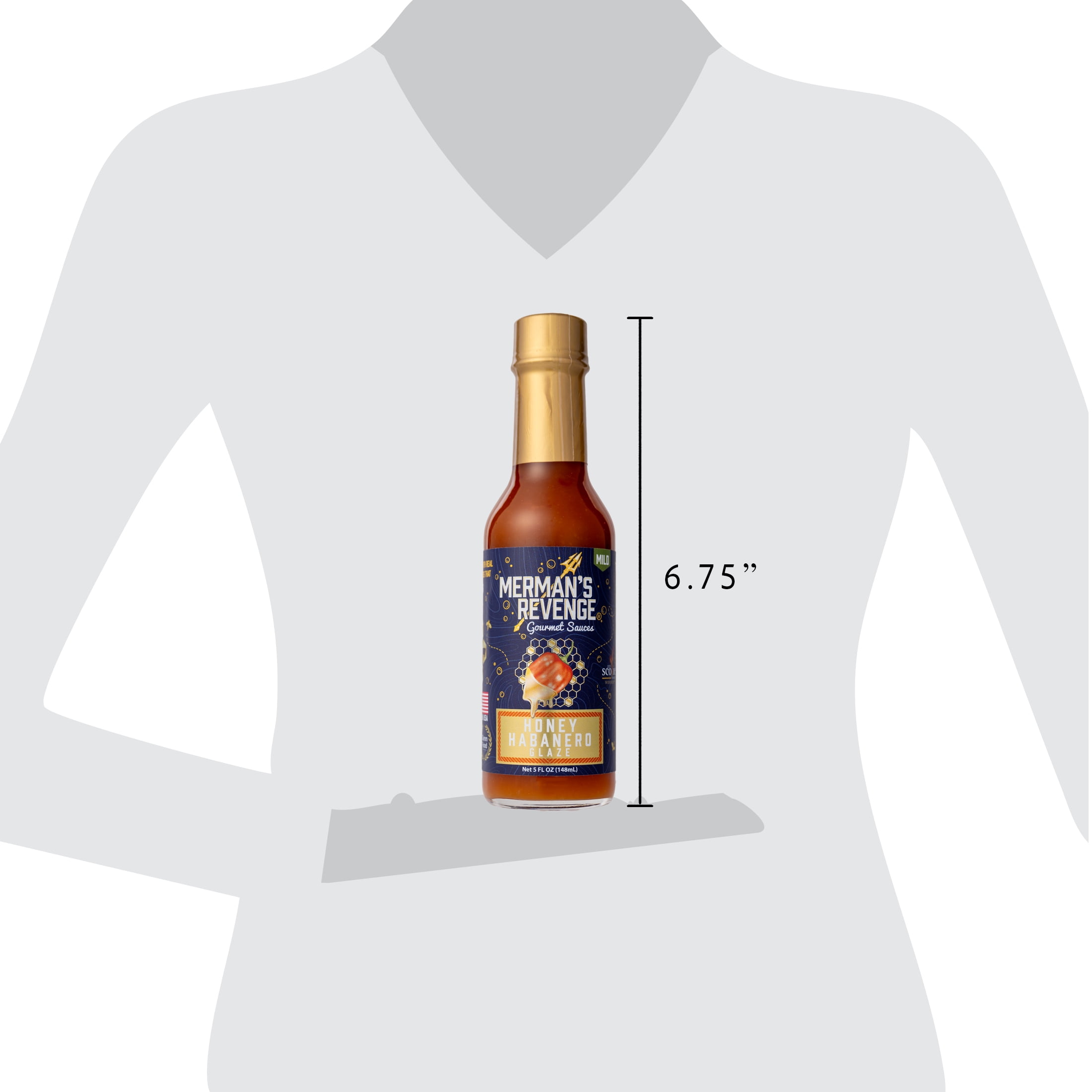 Merman's Revenge Honey Habanero Glaze, Gluten-Free, 5 fl oz , Glass Bottle