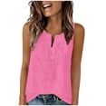 thumbnail image 2 of ClodeEU Women's Sleeveless V Neck Linen Cotton Blend Tank Top, Loose Fit Blouse for Summer Pink,Women's Plus M, 2 of 8