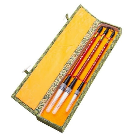 Chinese Calligraphy Japanese Sumi Drawing Brush Hu Pen Jian Hao (Goat & Wolf Hair) 3 Pcs Gift