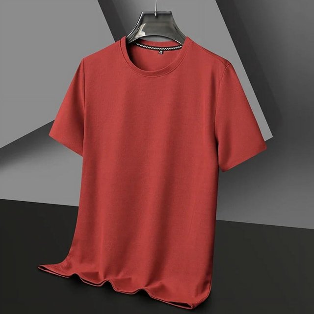 Nouveau T-shirt à Manches Courtes Col Rond Gaufré pour Hommes
