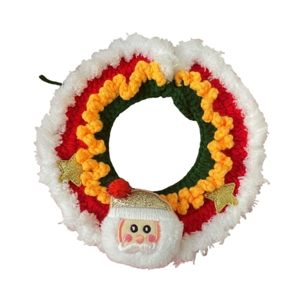 Collar de punto para gato, tejido a mano, para vestir a gatos y perros, collar navideño para perros y gatos, collar para gatitos, bufanda para Navidad Papá Noel M