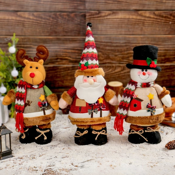 ABPWLY Home Standing Christmas Doll Set Santa Snowman Reindeer Linen Figurines for Home Hotel Mall Christmas Tree Holiday Decorations Multicolor Birthday Gifts