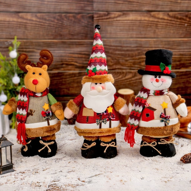 Muñeco de Nieve Navideño de Pie, Muñeco de Nieve y Papá Noel, Lino de Primera Calidad, Decoración Versátil, Ideal para Hoteles y Centros Comerciales, Decoración de Dormitorio, Regalo para Familiares