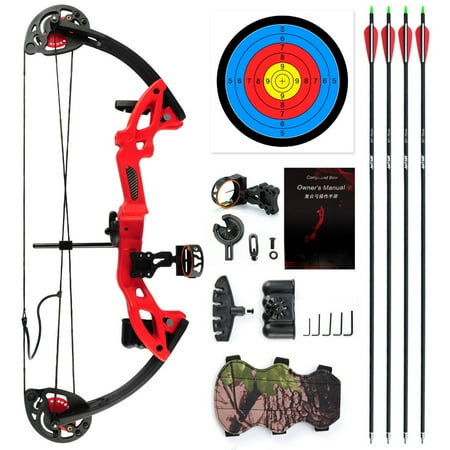 EROCK Compound Bow Kit W/4pcs Arrows Right Hand Target Practice Hunting Youth 15-29lbs