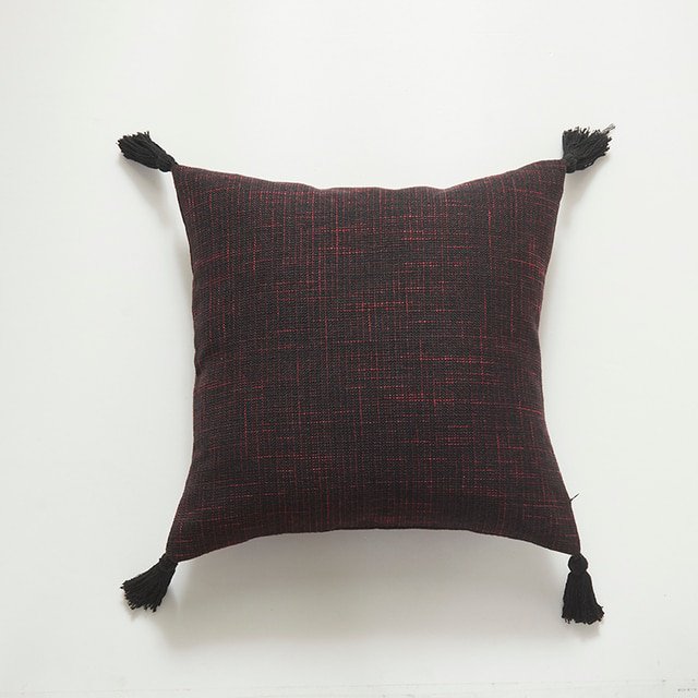 Home Decorative Pure Color Cotton Hemp Tassel Pillow Cover For Home Simple Art Style Square Pillow Cushion Cover Without Core