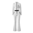 thumbnail image 5 of ZACPNCV Womens Solid Long Sleeve Yoga Bodysuit Seamless One Piece High Neck Tummy Control Slimming Workout Jumpsuit No Belt, 5 of 8
