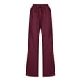 thumbnail image 5 of Women High Waisted Wide Business Casual Womens Pants Leg Pants Casual Drawstring Summer Pants for Women Casual Lightweight Elastic Trousers Comfy Straight Leg Long Pants with Pockets 3X-Large, 5 of 5
