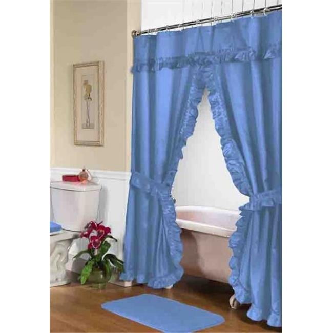 "Lauren" Double Swag Shower Curtain, Light Blue