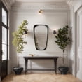 thumbnail image 3 of LuxenHome 30-Inch Tall Oblong Slim Black with Gold Iron Metal Frame Wall Mirror, 3 of 7