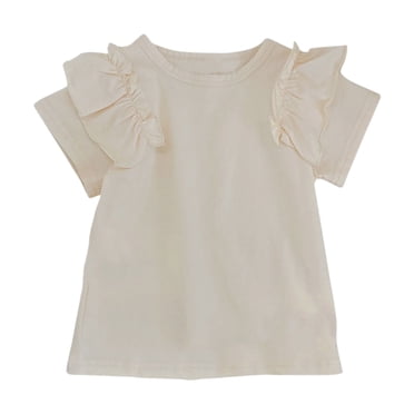 Girls Summer Tops Kids Summer Short Sleeve Round Neck Solid Color Casual Going Toddler Boy Shirts,Size 3 Years-4 Years
