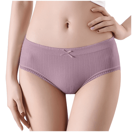 Fulorrnie Underwear for Women No Show Thong Seamless Comfort Panty Cute Cheeky Elastic Waist High Waisted Panties  Purple  One Size