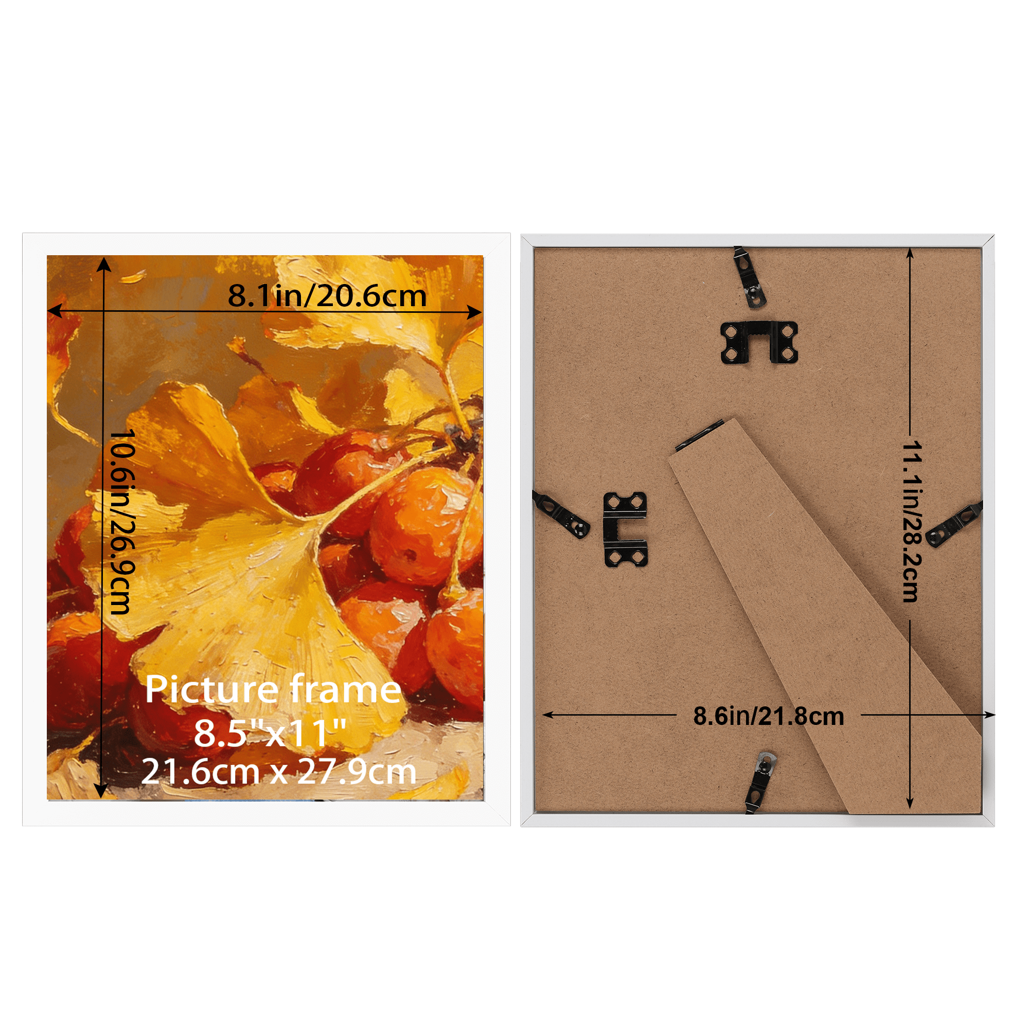 5 Pack 8.5x11 Picture Frame for Wall Mounted and Tabletop Display, White