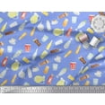 thumbnail image 3 of Soimoi Blue Cotton Voile Fabric Soft Drink & Glass Kitchen Print Fabric by Yard 56 Inch Wide, 3 of 3