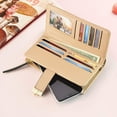 thumbnail image 6 of Women's Long Leather Card Holder Purse Zipper Buckle Elegant Clutch Wallet Color: Pink, 6 of 6