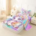 thumbnail image 2 of Metsweet Dreamy Floral Unicorn Twin Sheets 3pcs, Gradient Rainbow Bedding,1 Fitted Sheet, 1 Flat Sheet and 1 Pillowcase, 2 of 5