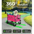 thumbnail image 6 of Beach Wagon,Collapsible-Wagon 220lbs with Big Wheels FoldableWagon Carts,Portable Utility for Garden Grocery Sports Camping All Terrain-Pink, 6 of 8