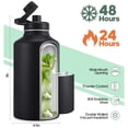 thumbnail image 2 of GEDUX 64oz Insulated Stainless Steel Water Bottle with 2 Leak Proof Lids(Spout Lid and Straw Lid) Wide Mouth Powder-Coated Water Bottle with Paracord Handle for Sports and Travel, 2 of 7