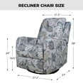 thumbnail image 6 of Home Theater 360 Swivel Rocking Recliner Glider Rocker Chair Nursery Backrest Footrest Floral Fabric Armchair Sofa for Living Room Entertainment Blue, 6 of 9