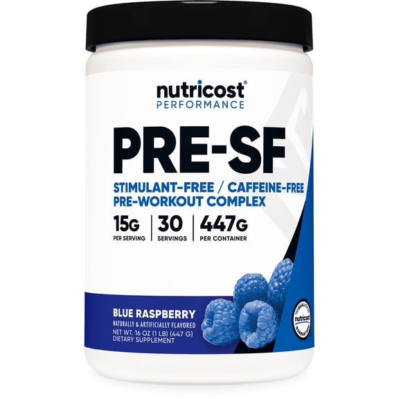 Nutricost Stim-Free Pre-Workout Powder Supplement, 30 Servings (Blue Raspberry)