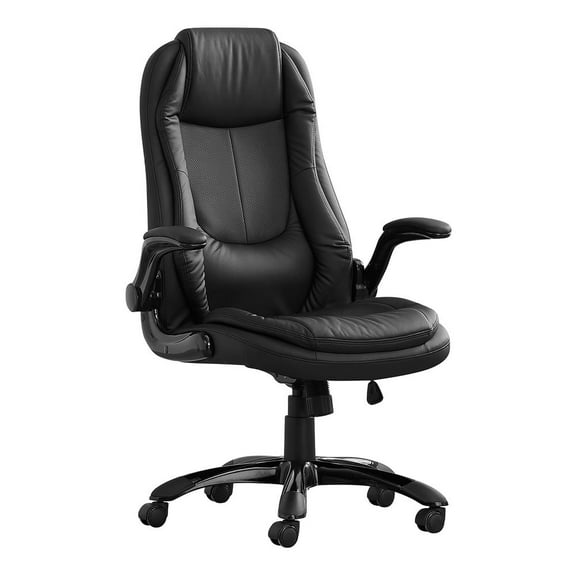 Monarch Specialties Office Chair, Swivel, Ergonomic, Armrests, Work, Black Leather Look