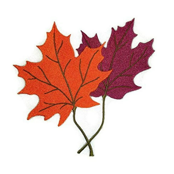Maple Leaf Pair Embroidered Iron on/Sew patch [7.17" X 5.83"]