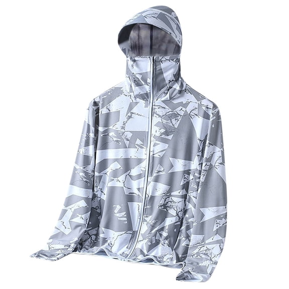 KIHOUT Men's UPF50 Camouflage Sun Protection Hooded Jacket Lightweight Quick Dry Windbreaker with Stretch Fabric for Outdoor Hiking Camping