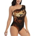 thumbnail image 3 of Sikiie Cool Fire Lion Print Women One Piece Swimsuits Tummy Control One Shoulder Bathing Suits Ruffle Swimwear, From S to XXL-XX-Large, 3 of 6