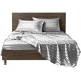 thumbnail image 1 of HTOOQ Satin Bed Sheets, King Size Sheets Set, 4 Pcs Silky Bedding Set with 15 Inches Deep Pocket for Mattress(King, Silver Striped), 1 of 7