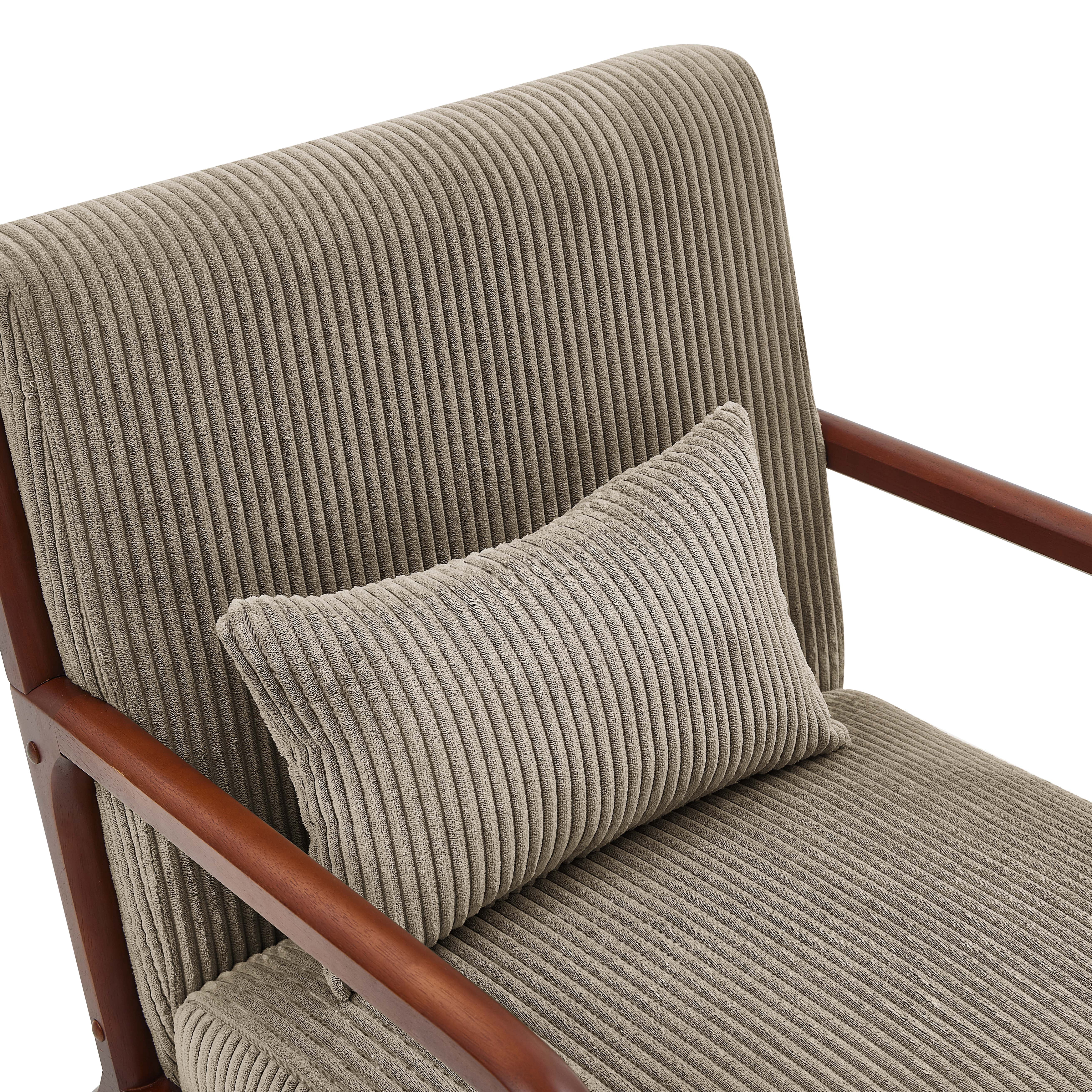 Corduroy Upholstered Wooden Armchair