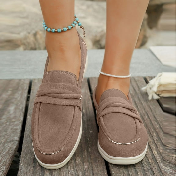 Wowcloth Women's Vintage Style Slip-On Loafers – Comfortable Round Toe Flat Shoes for Casual Wear and Spring/Fall Outfits,Plus Size