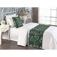 thumbnail image 2 of Botanical Bed Runner Set, Wild Nature Themed Jungle Leaves Tropical Design Forest Ornament, Decorative Bedding Scarf & a Pillow Sham for Hotels Homes, Twin, Green Teal and Dark Grey, by Ambesonne, 2 of 3