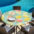thumbnail image 6 of Summer Fruit Round Tablecloth 36-44 Inch Round Fitted Table Cloth with Elastic Edge, Spring Botanical Lemon Peach Green Waterproof Table Cover Protector for Outdoor Picnic Party Dining, 6 of 9