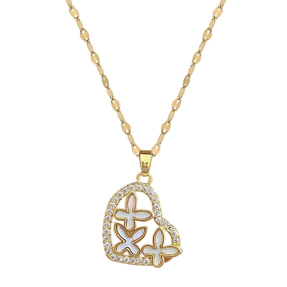 Necklaces for Womennecklaces & Pendants Design Inlaid Simple Women Jewelry Necklace Ladies Pendant Necklace Gift (Gold )
