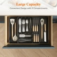 thumbnail image 2 of Lifewit Silverware Organizer for Kitchen Drawers, Expandable Utensil Tray with Removable Knife Block, Adjustable Cutlery and Flatware Holder, Plastic Spoon Forks Holder Storage Divider, Large, Black, 2 of 9