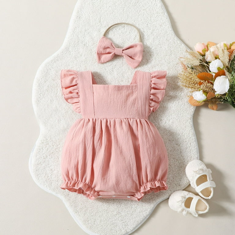 Baby Romper Backless Summer Baby Girl Clothes Ruffle Sleeve