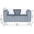 thumbnail image 3 of 62.6" Chesterfield Sofa, Modern Velvet Channel Tufted Upholstered Loveseat Couch with 2 Toss Pillows and Armrest 3 Seater Sofa with Metal Legs Accent Sofa for Living Room Office Apartment, Grey, 3 of 5