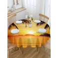 thumbnail image 2 of Round Tablecloth Tropical Waterproof Oil Proof Polyester Table Cloth Cover Decor for Home Dining Outdoor,Patio,Parties, 60" Dia. Coconut Beach Sunset Orange Gold Yellow, 2 of 9