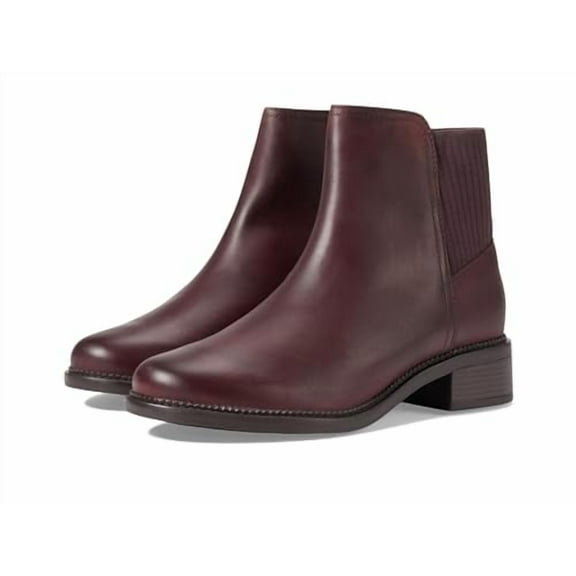 Clarks Women's Maye Palm Fashion Boot, Bordeaux Leather, 6.5
