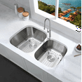 thumbnail image 5 of KBFmore 32 inch 16 Gauge Rust Resistant Classic Kitchen Sink, 60/40 Double Unequal Bowl Sink with 6 Pieces Sink Accessories, 5 of 11