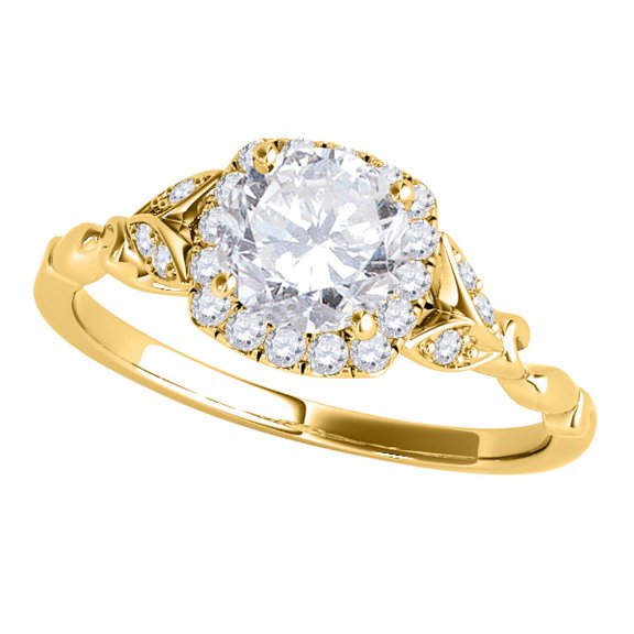 Aonejewelry 0.75 Ct. Finely Detailed Wedding Engagement Diamond Ring in 10k Solid Yellow Gold