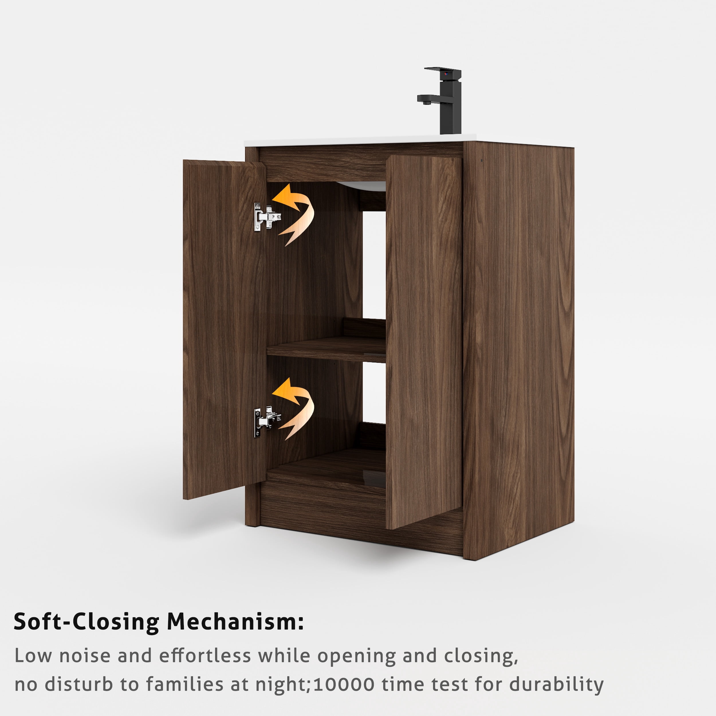 24" Wood Bathroom Vanity Set with Sink Top, Faucet and Drain, Without Mirror