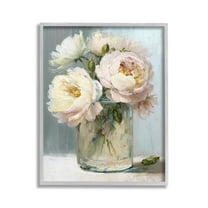 Stupell Industries Subtle Rose Blooms Botanical & Floral Painting Gray Framed Art Print Wall Art, 24 x 30