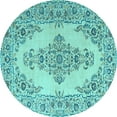 thumbnail image 1 of Ahgly Company Indoor Round Medallion Light Blue Traditional Area Rugs, 6' Round, 1 of 4