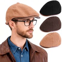 Gustave Corduroy Newsboy Caps for Men Women Retro Gatsby Irish Ivy Flat Cap Cabbie Driving Hat Adjustable Casual Golf Painter Beret Hats, Khaki