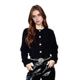 thumbnail image 5 of Cardigan Sweaters for Women Fall 2025 Long Sleeve Button Down Soft Loose Knit Outwear Cropped Winter Coats Black XL, 5 of 10