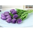 thumbnail image 4 of 10 mini flores artificiales de tulipán, impresionantes flores de plástico de poliuretano de tacto real para decoración de bodas, hogar, habitaciones, hoteles, fiestas, eventos (púrpura), 4 of 5