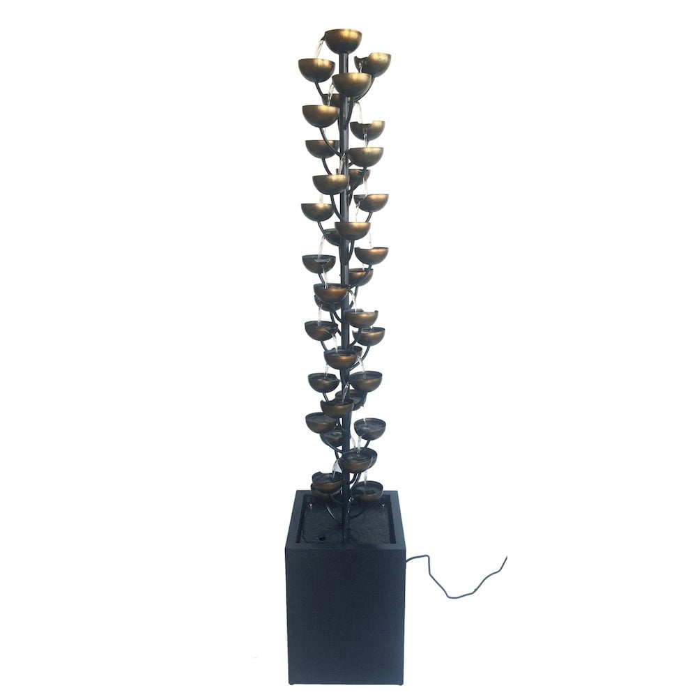 Hi-Line Tall Multi Level Zinc Metal Stacked Fountain, Rust-Resistant, Durable Metal Construction