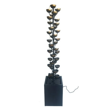 Hi-Line Tall Multi Level Zinc Metal Stacked Fountain, Rust-Resistant, Durable Metal Construction