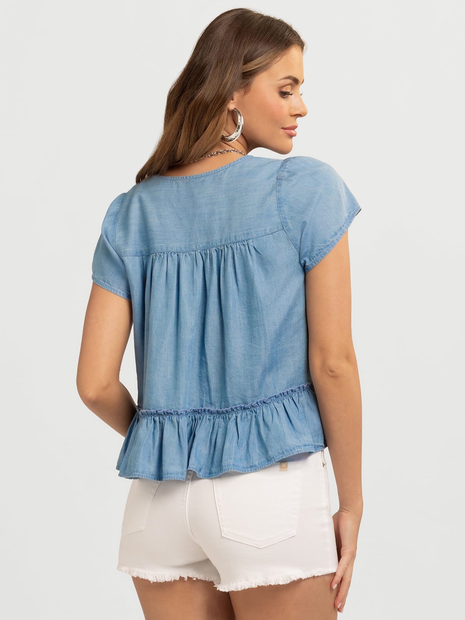 Jessica Simpson Women's Kamiya Cotton Peplum Hem Blouse, Sizes XS-XL