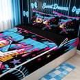 thumbnail image 3 of meiyoeat Dripping 67 Baseball Ice Cream Zipper Full Size Comforter Sets with Fitted Sheet and 2 Pillowcases for Boys, Crossed Bat Stars Sport Zipper Bedding Set, Black Reversible, 4-Piece, 3 of 7